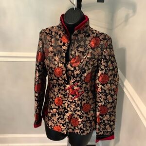 Black & Red Satin Brocade Jacket Size M